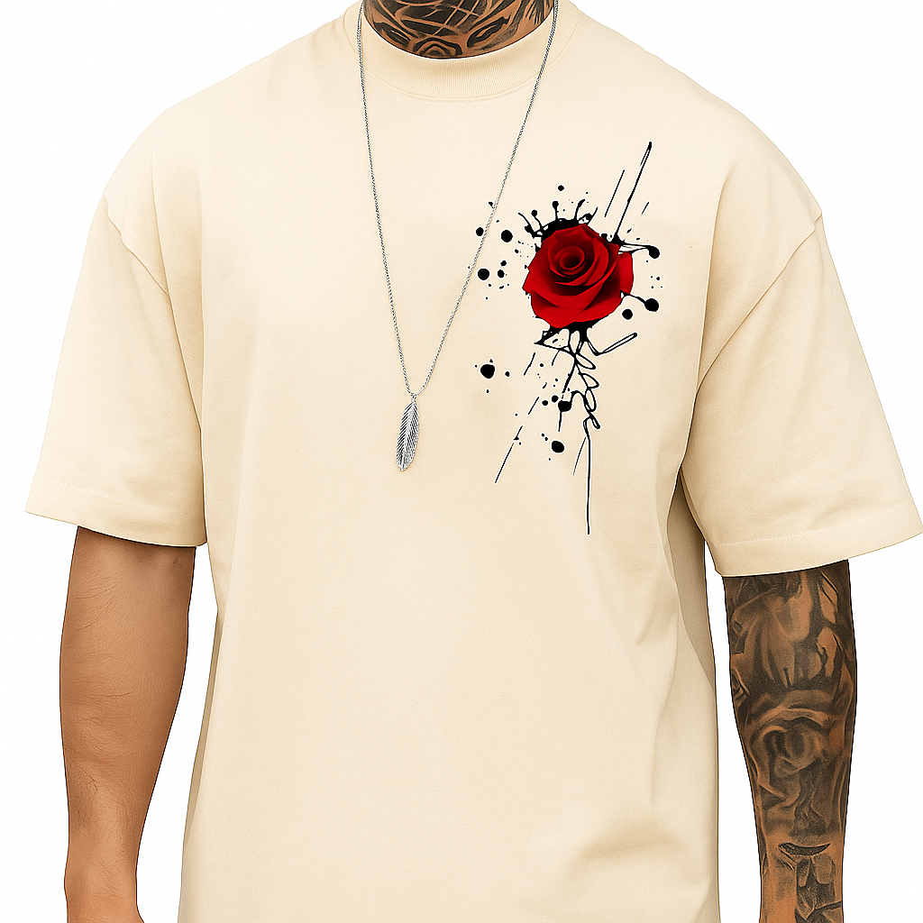 Camiseta Oversized Urban Rose 100% Algodão