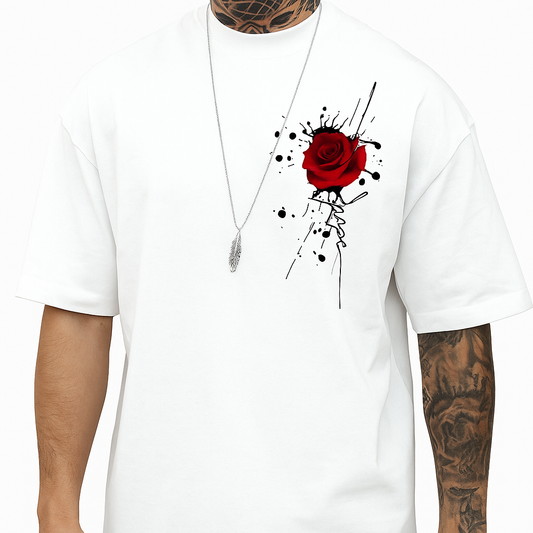 Camiseta Oversized Urban Rose 100% Algodão