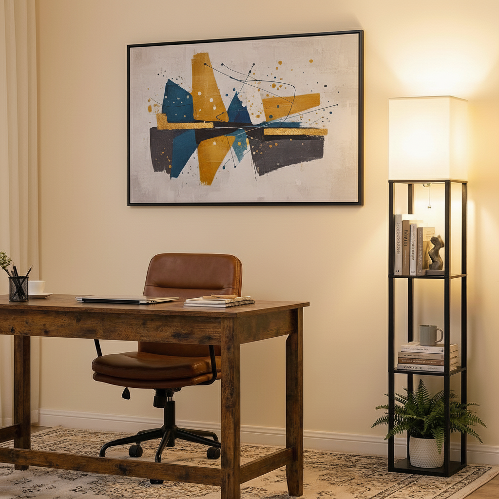 Luminária de Piso com 3 Prateleiras