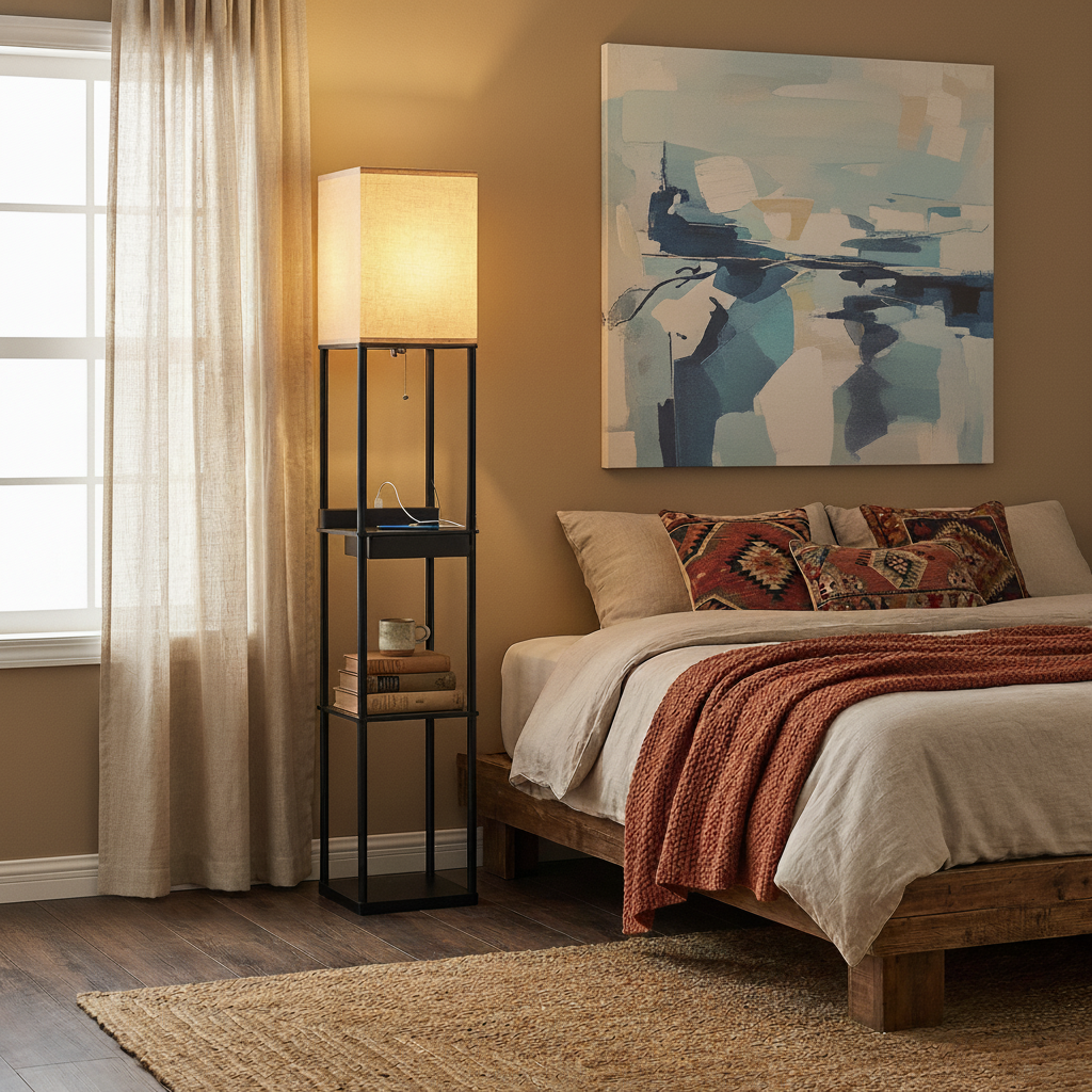 Luminária de Piso com 3 Prateleiras